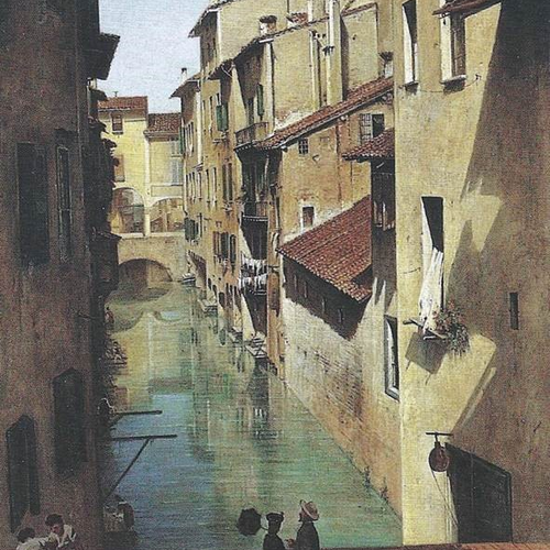 Luigi Venturi, Veduta del canale delle Moline, metà del XIX, Pinacoteca Nazionale di Bologna