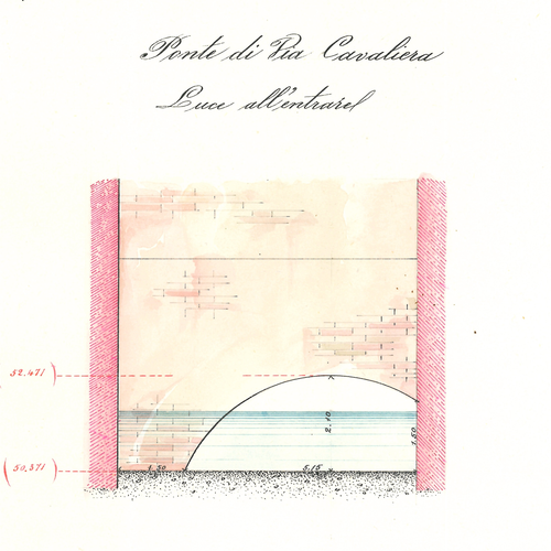 Fig. 2 Alfonso Saccenti, Ponte di via Cavaliera, Canale di Reno-sezioni e manufatti, 1902, Archivio Canali di Bologna.