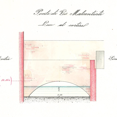 Disegno del Ponte di via Malcontenti, A. Saccenti, 1901. Archivio Canali di Bologna