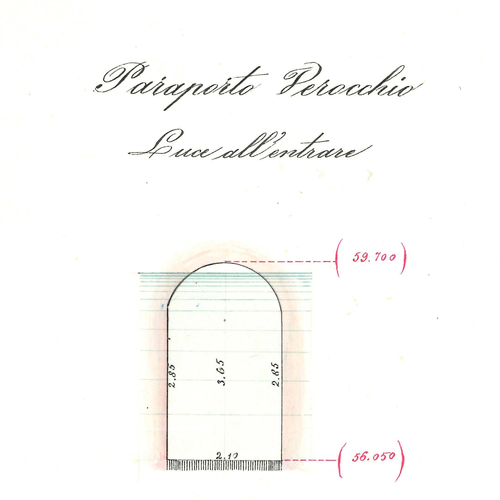 Fig. 2. Alfonso Saccenti, dettaglio della luce all’entrare del Paraporto Verocchio tratto da Canale di Reno-sezioni e manufatti, Archivio Canali di Bologna, 1902.