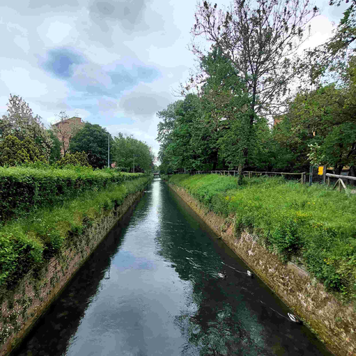 Veduta del canale Reno dal ponte del Giardino del Ghisello